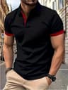 Mens Color Block Lapel Short Sleeve Shirt 6