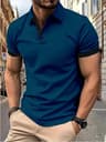 Mens Color Block Lapel Short Sleeve Shirt 20