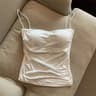 Stylish Waist Pleated Corset Crop Tank Top With Built In Chest Pad 7