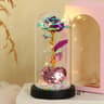 LED Eternal Rose Glass Dome With Gold Foil Flower 12