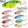 9 Piece Metal VIB Spinner Spoon Fishing Lure Set With 3D Eyes For Trout And Bass 9