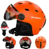 Integrally Molded PC EPS High Quality Ski Helmet With Goggles 8