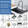 304 Stainless Steel Waterfall Kitchen Sink  Large Single Basin With Integrated Cup Washer 5