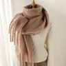 Luxury Winter CashmereFeel Scarf  Extra Long Solid Pashmina Wrap  Thick Tassel Shawl 8
