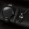 3Piece Mens Business Accessory Set  Classic Leather Watch Bracelet  Necklace 7