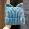 Cute Cat Ears Beanie  Sweet  Versatile Thermal Knitted Hat For Women 12
