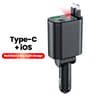 4in1 Retractable Fast Car Charger With Starry Ambient Light 5