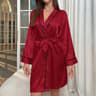 Satin Luxe Kimono  Elegant VNeck Robe With Contrast Piping 10