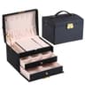 Exquisite ThreeLayer Leather Jewelry Box  Professional MultiPurpose Storage 8