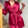 Silky Ice Silk Morning Gown  Elegant LaceUp Summer Bathrobe 10