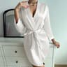 Silky Ice Silk Morning Gown  Elegant LaceUp Summer Bathrobe 11
