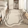 Cream Style Irregular Rug  Minimalist Soft Bedroom Carpet  NonSlip Lounge Floor Mat 7
