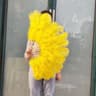 HighQuality Ostrich Feather Folding Fan  Performance  Carnival Dancer Fan With 13 Premium Bones 15