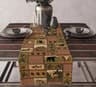 Aztec Ethnic Tribal Style Linen Table Runner  Boho Abstract Geometric Texture For Kitchen Party  Di 8