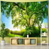 Towering Forest Forest Tapestry  Misty Nature Scenery Wall Hanging  Bohemian Witchcraft Style Home  24