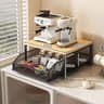 Modern Wood  Metal Microwave Rack  Sturdy Countertop Storage Shelf  SpaceSaving Kitchen Organizer 6