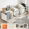 Narrow Countertop Dish Drying Rack  Rustproof Organizer With Drainboard 8