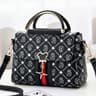 Womens Monogram Leather Shoulder Tote Bag 7
