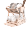 Double Layer Kitchen Dish Rack With Drain Tray And Bowl Organizer 8
