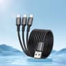 6A 120W HighSpeed 3in1 Universal Fast Charging USB Cable TypeC MicroUSB  Lightning 0