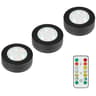 Black Dimmable CCT LED Round Under Cabinet Light Remote Control Wardrobe Lamp 9