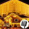Solar Icicle Curtain Lights Outdoor 8 Modes Landscape String Lights 8