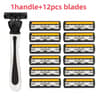 Mens Reusable ThreeLayer Razor Handle  Precision Shaving Blade Set 6