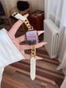 Slim Metal Link Accent Leather Loop Strap For Apple Watch Series 1 Through 11  Ultra 8