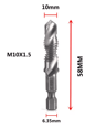 Titanium Metric Tap Drill Bit Set For Hex Shank Power Tools 8
