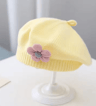 Knitted Baby Beret Hat With Flower Accent  Warm Toddler Girl Winter Beanie Cap 3