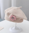 Knitted Baby Beret Hat With Flower Accent  Warm Toddler Girl Winter Beanie Cap 4