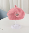 Knitted Baby Beret Hat With Flower Accent  Warm Toddler Girl Winter Beanie Cap 7