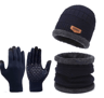 Mens Winter Windproof Hat Scarf And Gloves Set With Thermal Lining 2