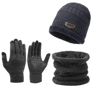 Mens Winter Windproof Hat Scarf And Gloves Set With Thermal Lining 1