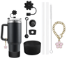 9 Piece Stanley Cup Accessory Set With Straw Covers Boot Spill Stoppers And Flower Charm 6