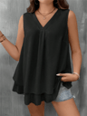Flattering Flow Double Hem Plus Size Summer Vest Sleeveless V Neck Tank 0