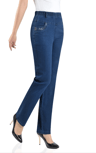 Classic High Waist Stretch Denim Pants For Women With Embroidered Pockets 0