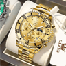 OLEVS Luxury Mens Watch Stainless Steel Chronograph Waterproof With Moon Phase 4