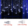 SnowGlow 32 M Snowflake LED Curtain Lights  Waterproof Holiday Fairy String Decor 7