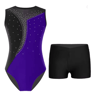 Girls Sleeveless Ballet Leotard And Shorts Dancewear Set 9