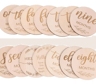 Wooden Baby Monthly Milestone Cards Newborn Photography Props Set 6
