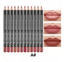 12 Color Professional Lip Liner Pencil Set Matte Nude Finish 4