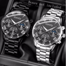 Couple Leather Quartz Watch Set Simple Casual Dial 12