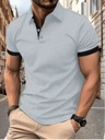 Mens Short Sleeve Color Block Lapel Shirt Casual Fashion Top 20