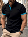 Mens Short Sleeve Color Block Lapel Shirt Casual Fashion Top 4