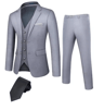 Mens Business Suit Set Regular Fit Formal Tuxedo Jacket And Trousers 3
