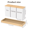 FreshSeal Coffee Storage Canisters Bamboo Lid Metal Kitchen Jar Set 10