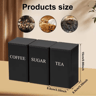 FreshSeal Coffee Storage Canisters Bamboo Lid Metal Kitchen Jar Set 3