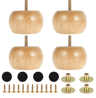 Wood Furniture Legs Round Bun Feet Replacement Set 3