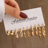 Aurora Vintage Gold Pearl Dangle Earrings Geometric Statement Jewelry 1
